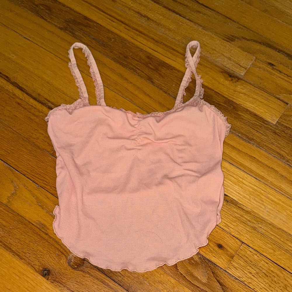 American eagle pink lacy tank